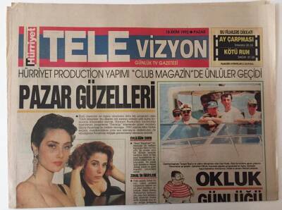 Hürriyet Gazetesi Televizyon Eki 18 Ekim 1992 - Pazar Güzelleri Zuhal Olcay ... GZ25230 - 1