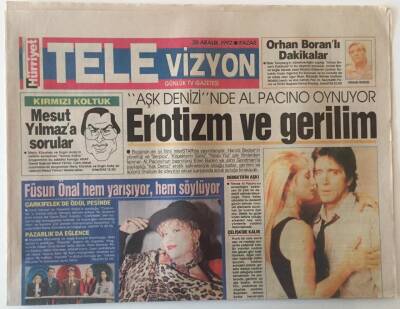Hürriyet Gazetesi Televizyon Eki 20 Aralık 1992 - Aşk Denizinde Al Pacıno Oynuyor Erotizm Ve Gerilim GZ22342 - 1