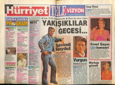 Hürriyet Gazetesi Televizyon Eki 3 Ağustos 1992 - Emel Sayın Konseri GZ78418 - 1