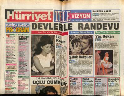 Hürriyet Gazetesi Televizyon Eki 5 Ağustos 1992 - Devlerle Randevu GZ78417 - 1