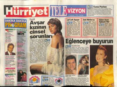 Hürriyet Gazetesi Televizyon Eki 5 Haziran 1992 - Hülya Avşarın Cinsel Sorunları GZ78413 - 1