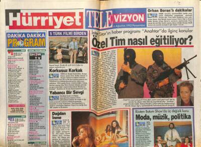 Hürriyet Gazetesi Televizyon Eki 6 Ağustos 1992 - Özel Tim Nasıl Eğitiliyor GZ78416 - 1