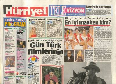 Hürriyet Gazetesi Televizyon Eki 6 Haziran 1992 - Gün Türk Filmlerinin GZ78412 - 1