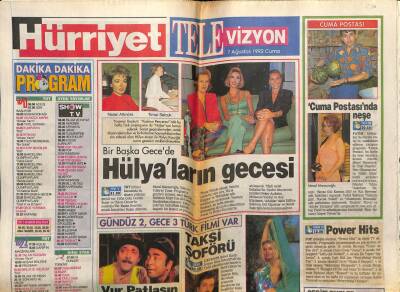 Hürriyet Gazetesi Televizyon Eki 7 Haziran 1992 - Hülya Avşarın Gecesi GZ78415 - 1