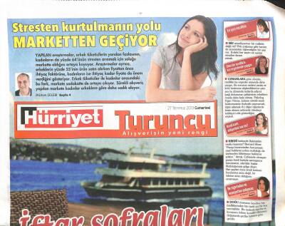 Hürriyet Gazetesi Turuncu Eki 27 Temmuz 2013 - Stresten Kurtulmanın Yolu Marketten Geçiyor GZ105651 - 1