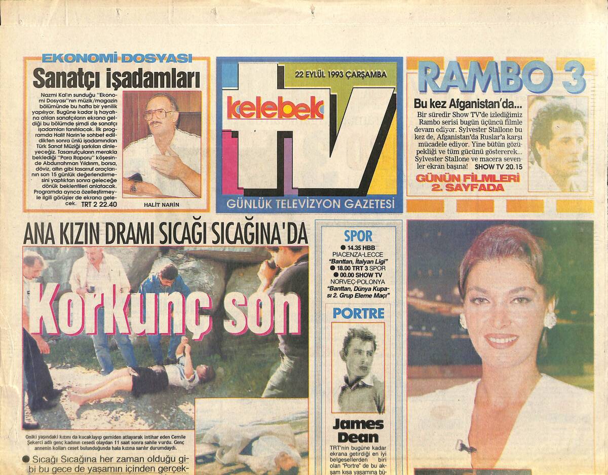Hürriyet Gazetesi TV Kelebek Eki 22 Eylül 1993 - Selçuk Ural İlk TV Programıyla Ekranda GZ157945 - 1