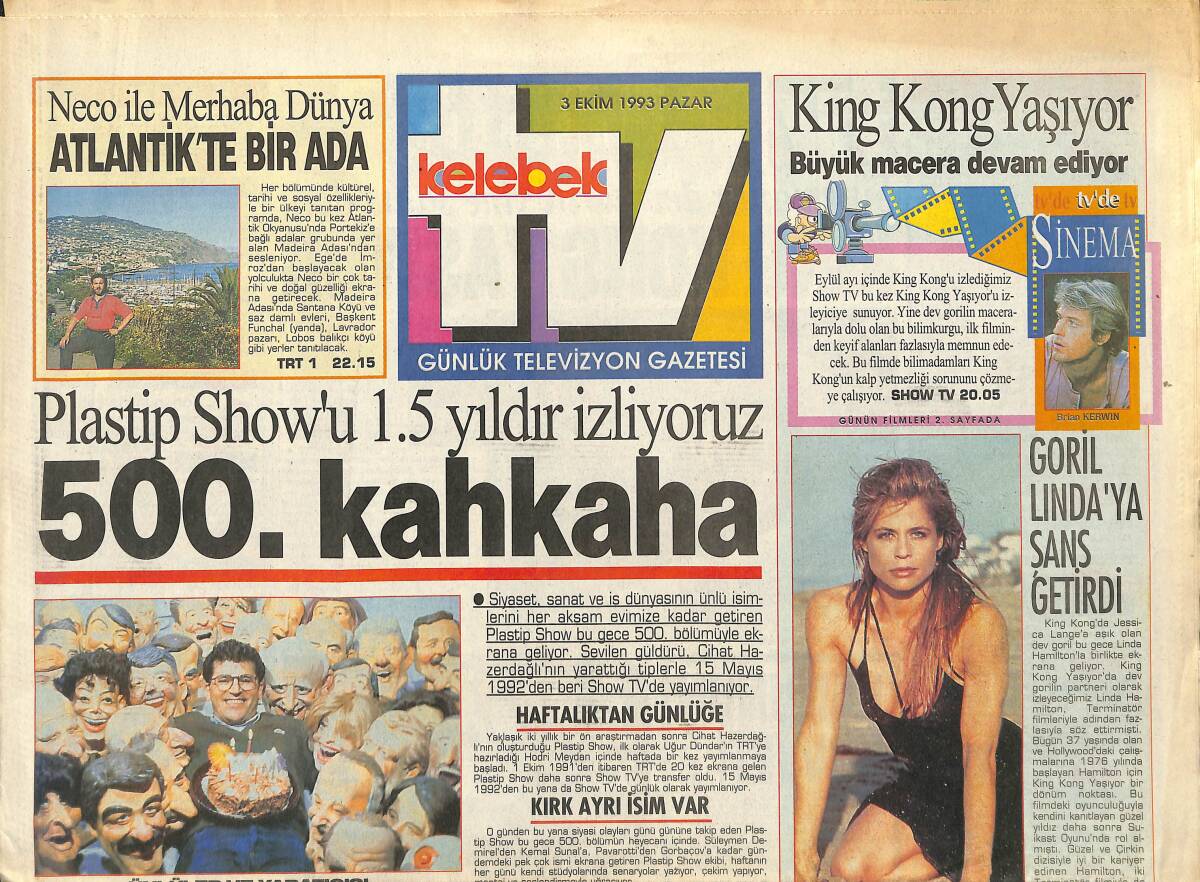 Hürriyet Gazetesi TV Kelebek Eki 3 Ekim 1993 - Neco İle Merhaba Dünya GZ157944 - 1