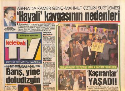 Hürriyet Gazetesi TV Kelebek Eki 8 Nisan 1993 - Barış Manço Yine Doludizgin - Arenada Kamer Genç-Mahmut Öztürk Sürtüşmesi GZ128013 - 1
