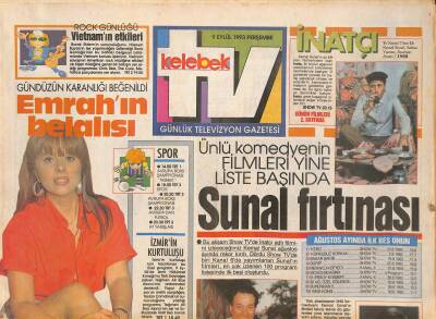 Hürriyet Gazetesi TV Kelebek Eki 9 Eylül 1993 - Kemal Sunal Fırtınası - Ayşen Grudanın Hüzünlendiği An ! GZ128017 - 1