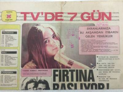 Hürriyet Gazetesi TVde 7 Gün Eki 9 Eylül 1974 - Yeni Uğur Dündar GZ50755 - 1