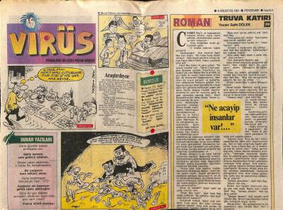 Hürriyet Gazetesi Virüs Eki 8 Ağustos 1991 - Lında Evans İki Koca Arasında GZ78350 - 1