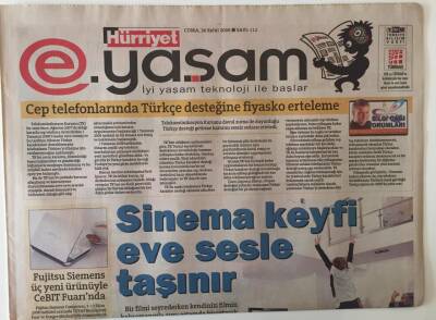 Hürriyet Gazetesi .Yaşam Eki 26 Eylül 2008 - Sinema Keyfi Eve Sesle Taşınır GZ26994 - 1