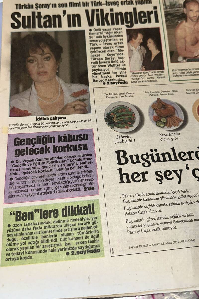 Hürriyet Gazetesi Kelebek Eki 26 Haziran 1990 - Türkan Şoray'ın Son Filmi Bir Türk-İsveç Ortak Yapımı GZ138164 - 2