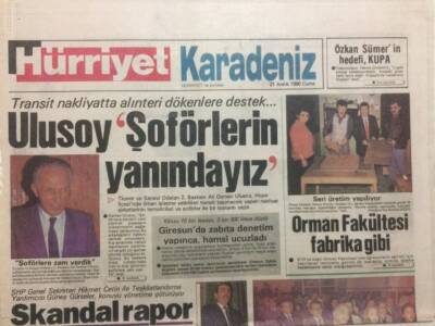 Hürriyet Karadeniz Eki 21 Aralık 1990 - Ulusoy,Şoförlerin Yanındayız GZ34242 - 1