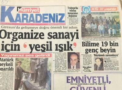 Hürriyet Karadeniz Gazetesi 20 Mayıs 1992- Giresunda Gelişmeye Doğru Önemli Bir Adım Organize Sanayi GZ36584 - 1