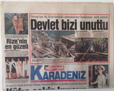 Hürriyet Karadeniz Gazetesi 22 Haziran 1993 - Sinopun Üç Köyündeki Afetzedeler Kaderine Terk Edildi - GZ16951 - 1