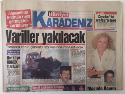 Hürriyet Karadeniz Gazetesi 8 Ağustos 1993 - Kardeniz Sahillerine Vuran Ve Tüm Bölgeyi Etkisi Altına Alan Zehirli Variller Yakılacak - GZ16969 - 1