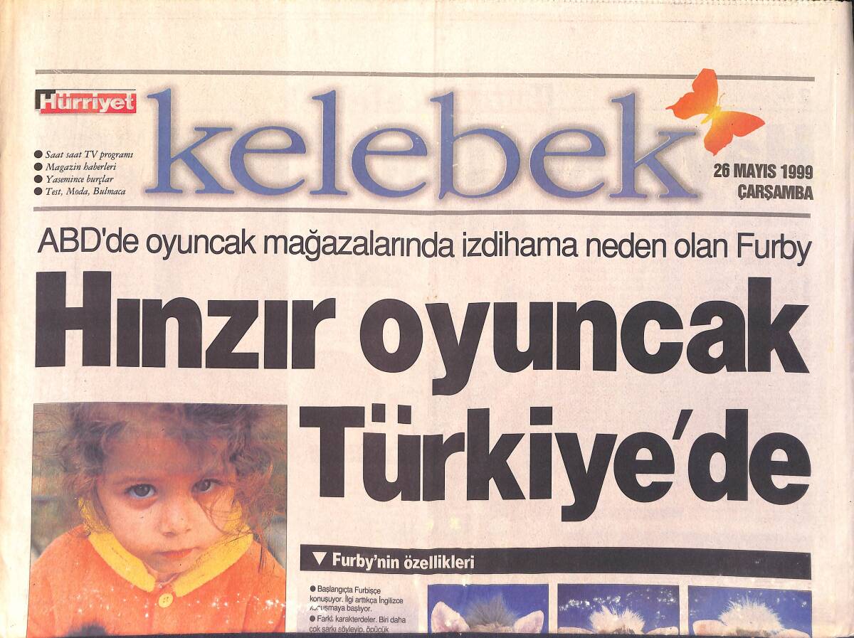 Hürriyet Kelebek Gazetesi 26 Mayıs 1999 - Müjde Ar Yeniden Başkan - Furby Oyuncak Türkiye'de GZ2919 - 1