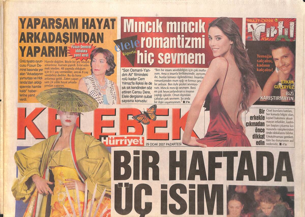 Hürriyet Kelebek Gazetesi 29 Ocak 2007 - Cansu Dere: Sevebildiğim İçin Mutluyum - Kenan Işık: Yuvaya Döndüm Çok Mutluyum GZ3321 - 1