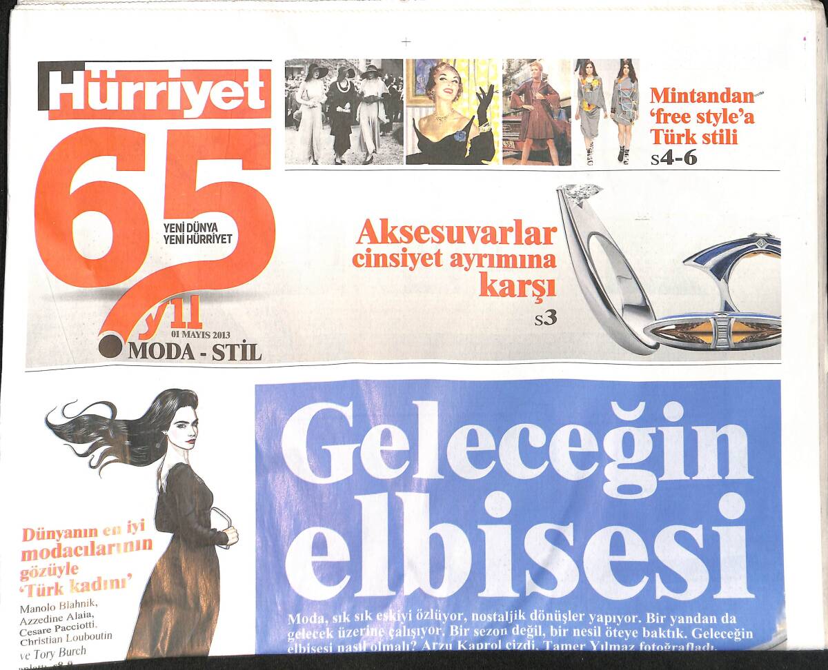 Hürriyet Moda/Stil Gazetesi 65. Yıl 1 Mayıs 2013 - Geleceğin Elbisesi Serenay Sarıkaya'nın Üzerinde GZ154138 - 1
