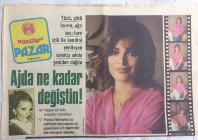 Hürriyet Pazar Eki 20 Ağustos 1978 - Ajda Ne Kadar Değiştin!, Büyük Yarışın Hızlı Yarışçısı Piraye Uzun - GZ19986 - 1