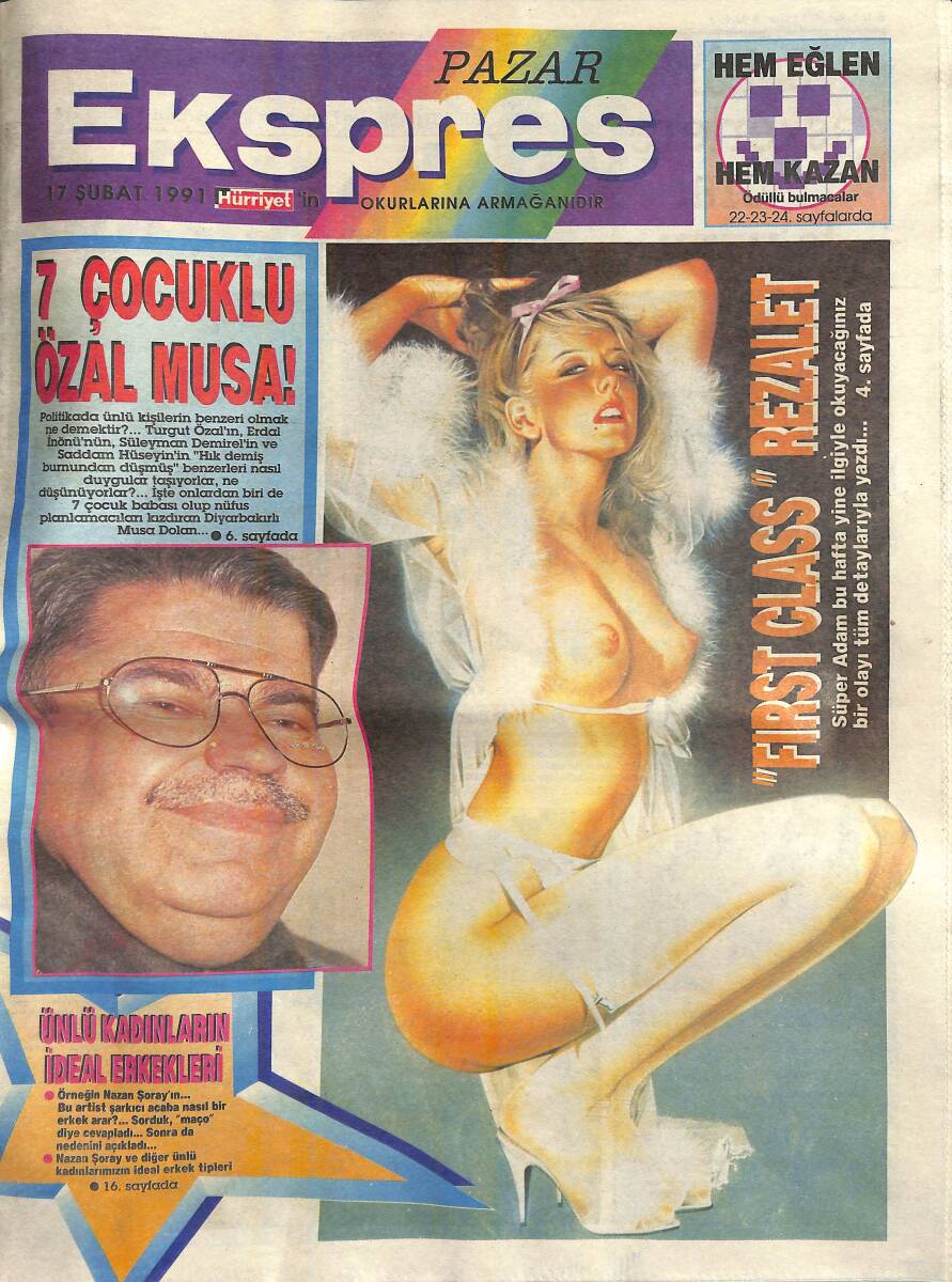 Hürriyet Pazar Ekspres Dergisi 17 Şubat 1991 - Nazan Şoray Hayalindeki Erkeği Anlattı! - Rocky Çalıntı Mı? GZ138417 - 1