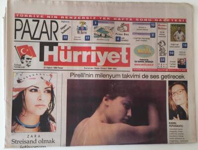 Hürriyet Pazar Gazetesi 21 Kasım 1999 - Zara Streisand Olmak İstiyorum , Pirelinin Milenyum Takvimi de Ses Getirecek GZ16657 - 2