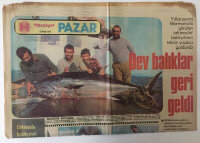 Hürriyet Pazar Gazetesi 23 Aralık 1979 - Marmarada Dev Balıklar Geri Geldi GZ13321 - 2