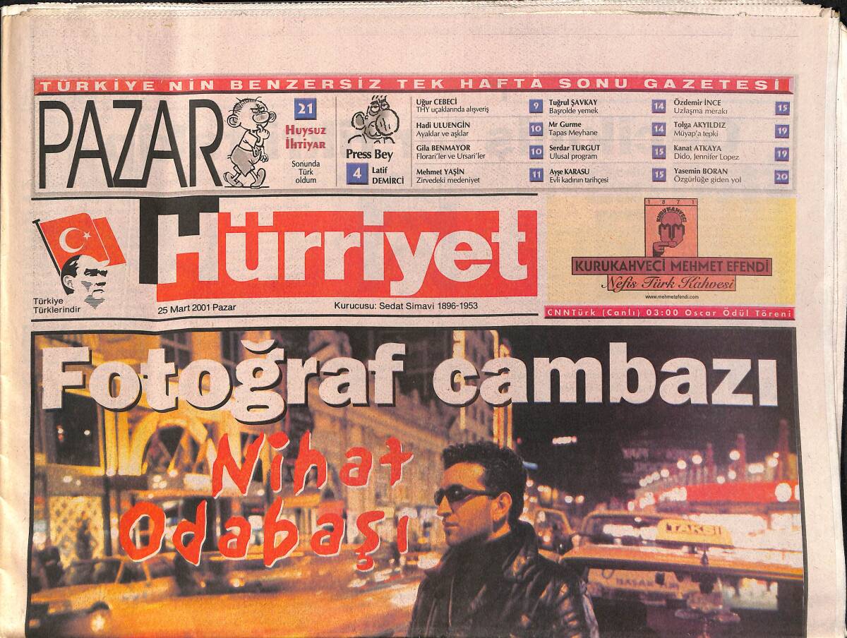 Hürriyet Pazar Gazetesi 25 Mart 2001 - Fotoğraf Cambazı Nihat Odabaşı - Seyyal Taner Eski Şarkılarıyla Yeniden Karşınızda GZ2896 - 1