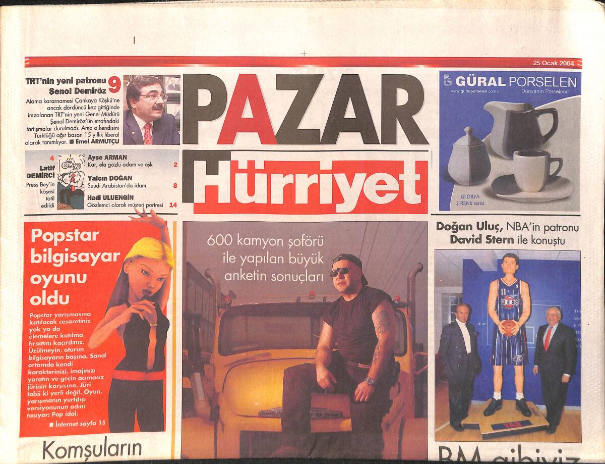 Hürriyet Pazar Gazetesi 25 Ocak 2004 - NBA, Birleşmiş Milletlerden Büyük - En Aşık Şoförler Kamyoncular GZ2950 - 1