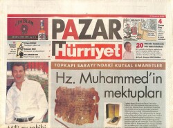 Hürriyet Pazar Gazetesi 27 Haziran 2004 - Topkapı Sarayındaki Kutsal Emanetler - Hz. Muhammed'in Mektupları GZ3767 - Gökçekoleksiyon