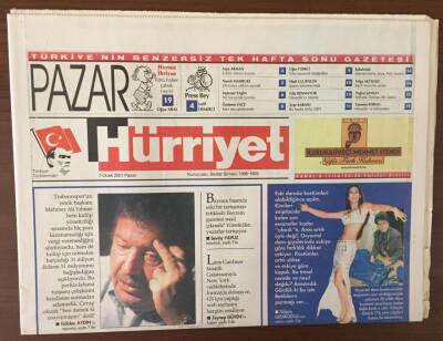 Hürriyet Pazar Gazetesi 7 Ocak 2001 - Sofralardaki Türkiye- Avrupa İlişkisi GZ6967 - 2