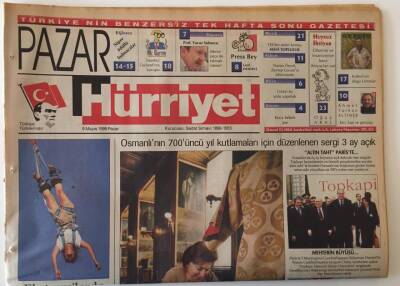 Hürriyet Pazar Gazetesi 9 Mayıs 1999 - Osmanlının 700üncü Kutlamaları İçin Düzenlenen Sergi 3 Ay Açık GZ13875 - 2