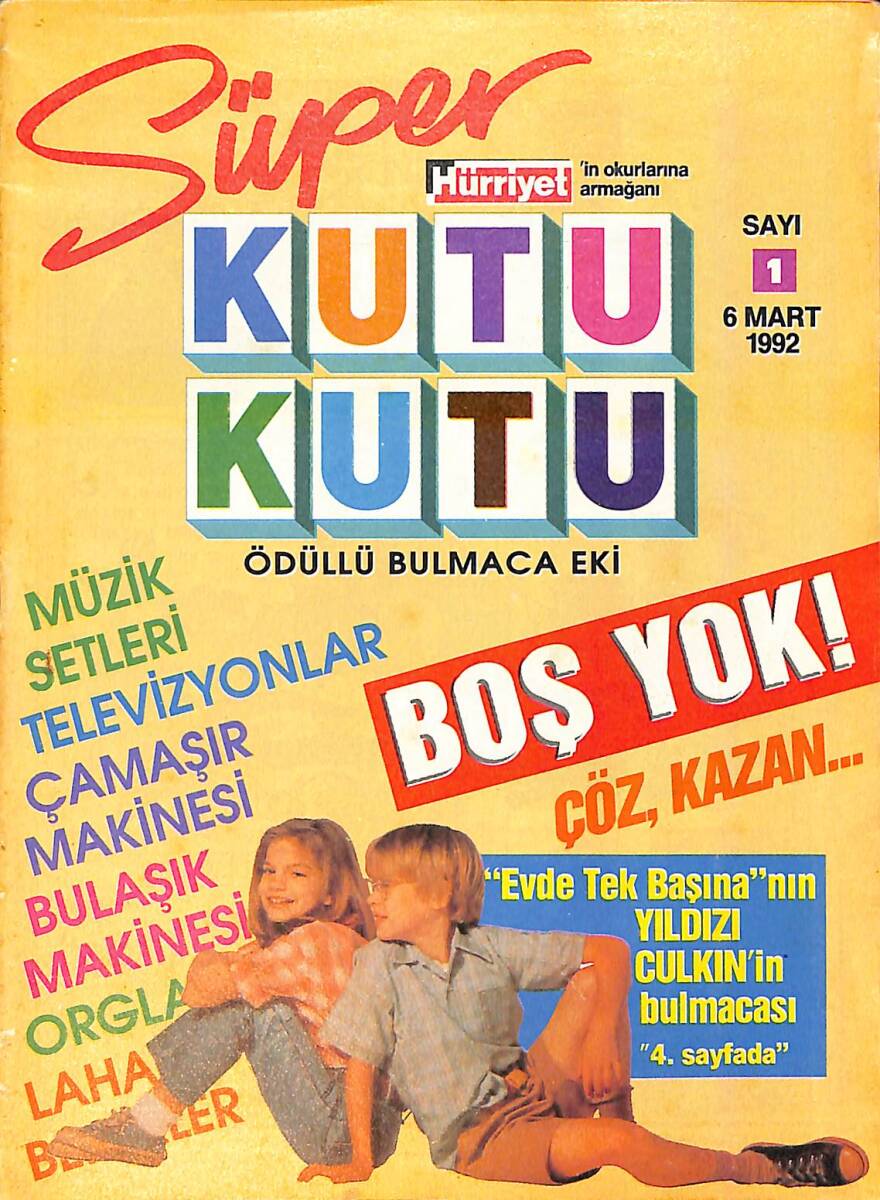 Hürriyet Süper Kutu Kutu Bulmaca Sayı 1 - 6 Mart 1992 NDR94001 - 1