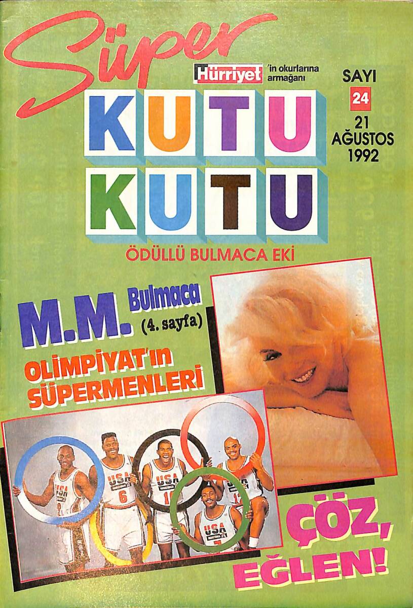 Hürriyet Süper Kutu Kutu Bulmaca Sayı 24 - 21 Ağustos 1992 NDR93991 - 1
