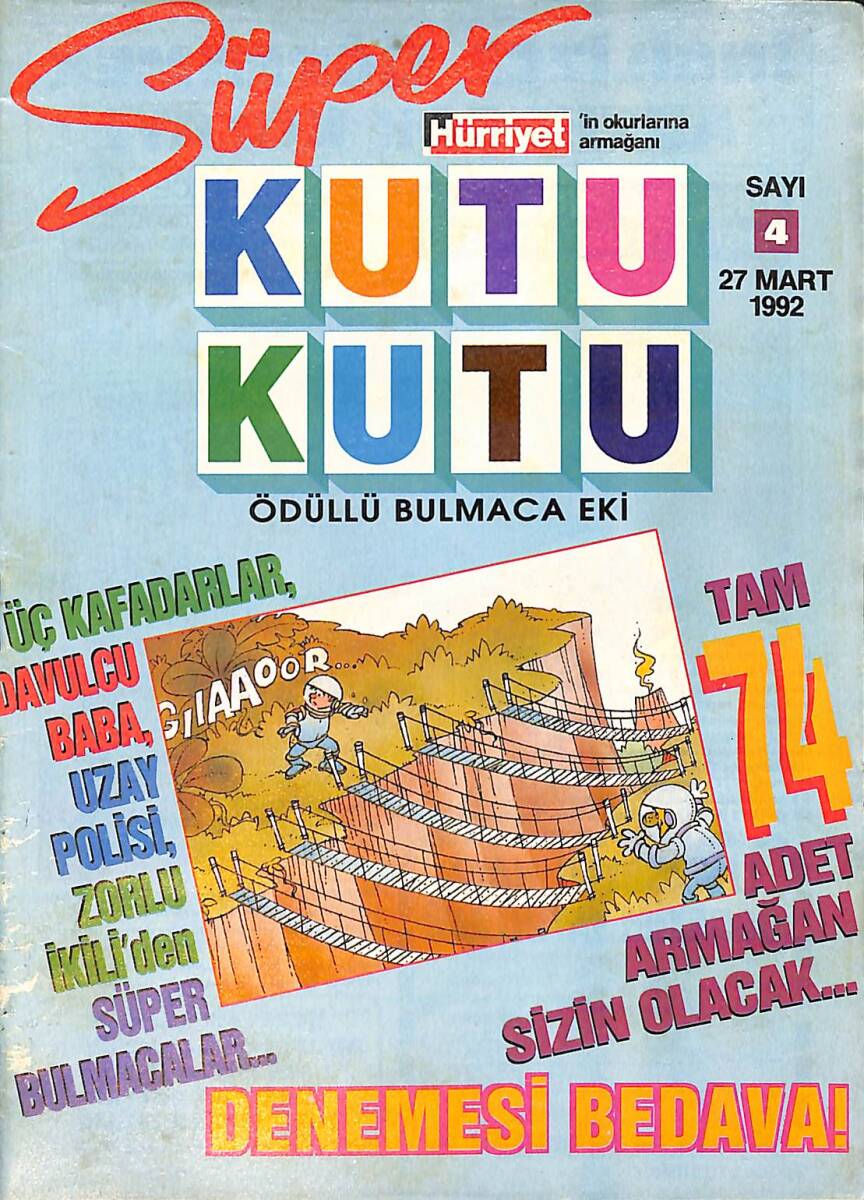 Hürriyet Süper Kutu Kutu Bulmaca Sayı 4 - 27 Mart 1992 NDR93998 - 1