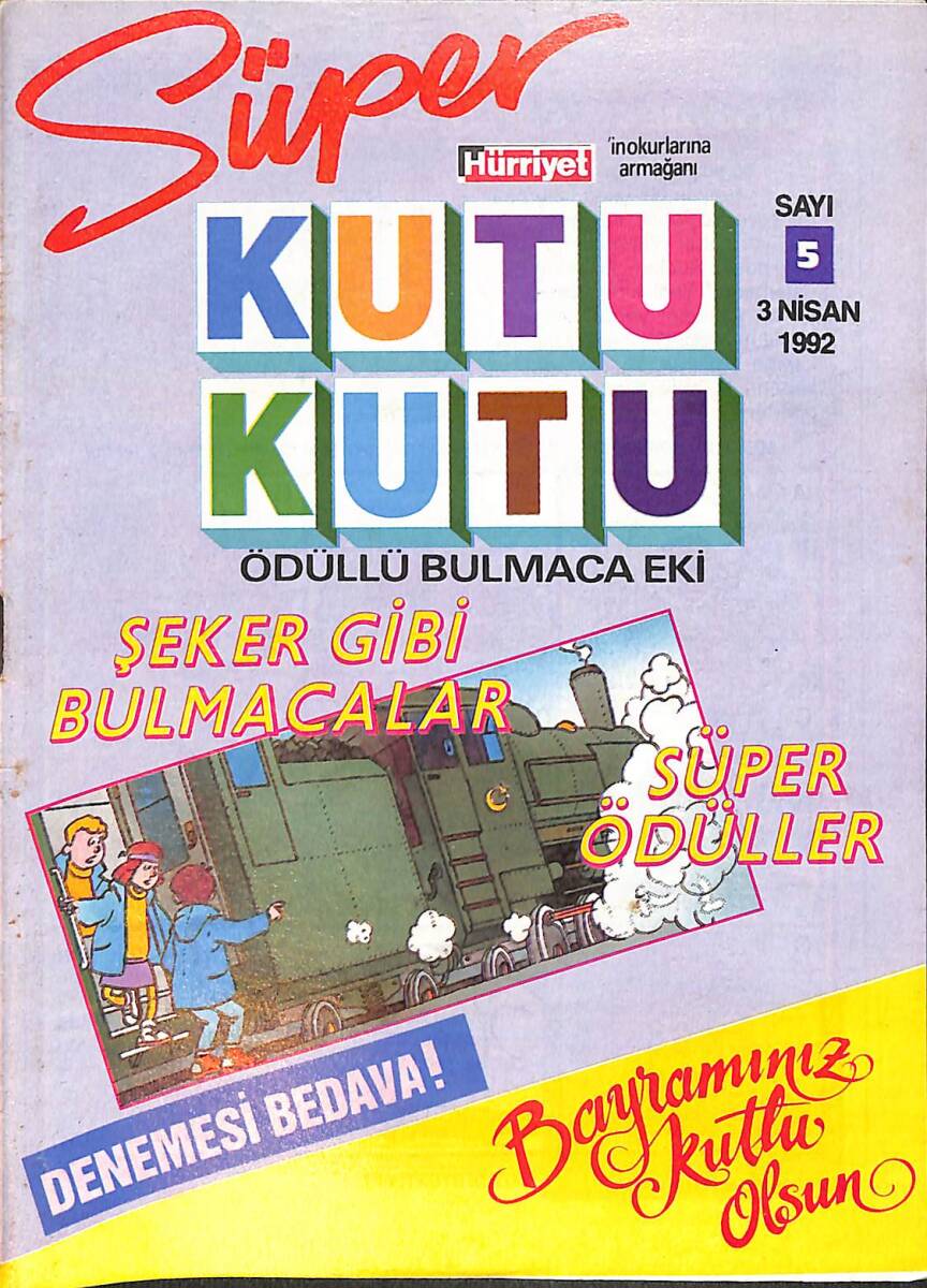 Hürriyet Süper Kutu Kutu Bulmaca Sayı 5 - 3 Nisan 1992 NDR93987 - 1
