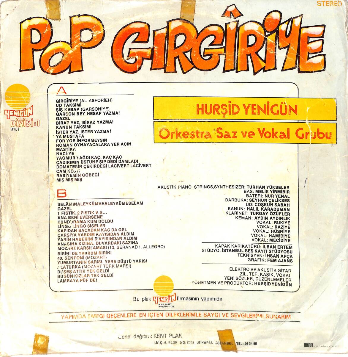 Hurşid Yenigün Orkestra Saz ve Vokal Grubu - Pop Gırgiriye LP PLAK (10/7) PLK26497 - 2