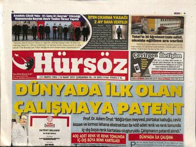 Hürsöz Gazetesi 10 Mart 2021 - Dünyada İlk Olan Çalışmaya Patent GZ125043 - 1