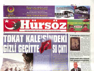 Hürsöz Gazetesi 12 Eylül 2017 - Tokat Kalesindeki Gizli Geçitte Su Çıktı - TSK , Şehit Aydoğan Aydın Ve Arkadaşlarını Unutmadı GZ96332 - 1