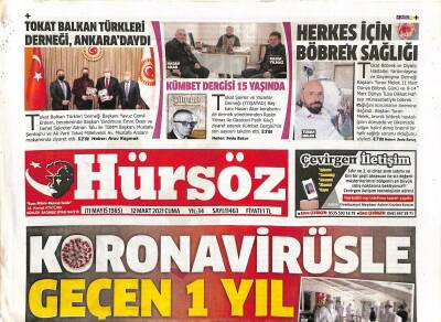 Hürsöz Gazetesi 12 Mart 2021 - Kümbet Dergisi 15 Yaşında - Koronavirüsle Geçen 1 Yıl GZ125041 - 1