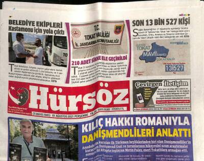 Hürsöz Gazetesi 19 Ağustos 2021 - Manavgata Canlı Hayvan Desteği - Kılıç Hakkı Romanıyla Danişmendlileri Anlattı GZ125037 - 1