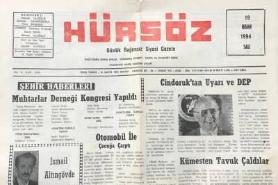 Hürsöz Gazetesi 19 Nisan 1994- Cindoruktan Uyarı Ve DEP GZ36716 - 1