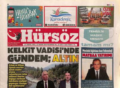 Hürsöz Gazetesi 23 Kasım 2020 - Kelkit Vadisinde Gündem Altın - Tokat Yasaklara Özveri İle Uydu GZ125035 - 1