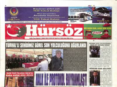 Hürsöz Gazetesi 5 Eylül 2017 - Niksarda Taşlı , Sopalı Kavga 11 Yaralı - Arakan Kan Ağlıyor GZ96335 - 1