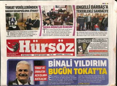 Hürsöz Gazetesi 5 Mart 2021 - Binali Yıldırım Bugün Tokatta - Reşadiyede Yollar İyileştiriliyor GZ125046 - 1