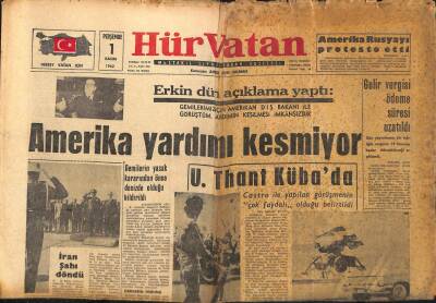 Hürvatan Gazetesi 1 Kasım 1962 - Erkin Amerika Yardımı Kesmiyor GZ89869 - 1