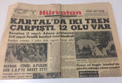 Hürvatan Gazetesi 1 Mayıs 1961 - Kartalda İki Tren Çarpıştı 12 Ölü Var - GZ17038 - 1
