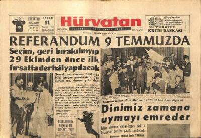 Hürvatan Gazetesi 11 Haziran 1961 - Referandum 9 Temmuzda GZ89901 - 1