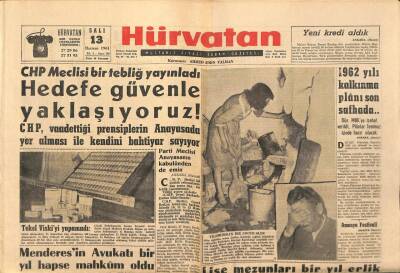 Hürvatan Gazetesi 13 Haziran 1961 - Menderesin Avukatı Bir Yıl Hapse Mahkum Oldu GZ89899 - 1